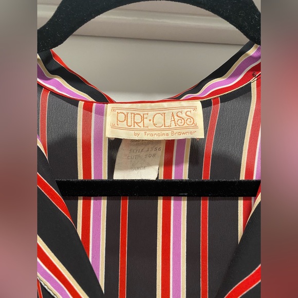 Vintage Pure Class by Francine Browner Multicolor Vertical Stripe Blouse Top - Picture 3 of 7